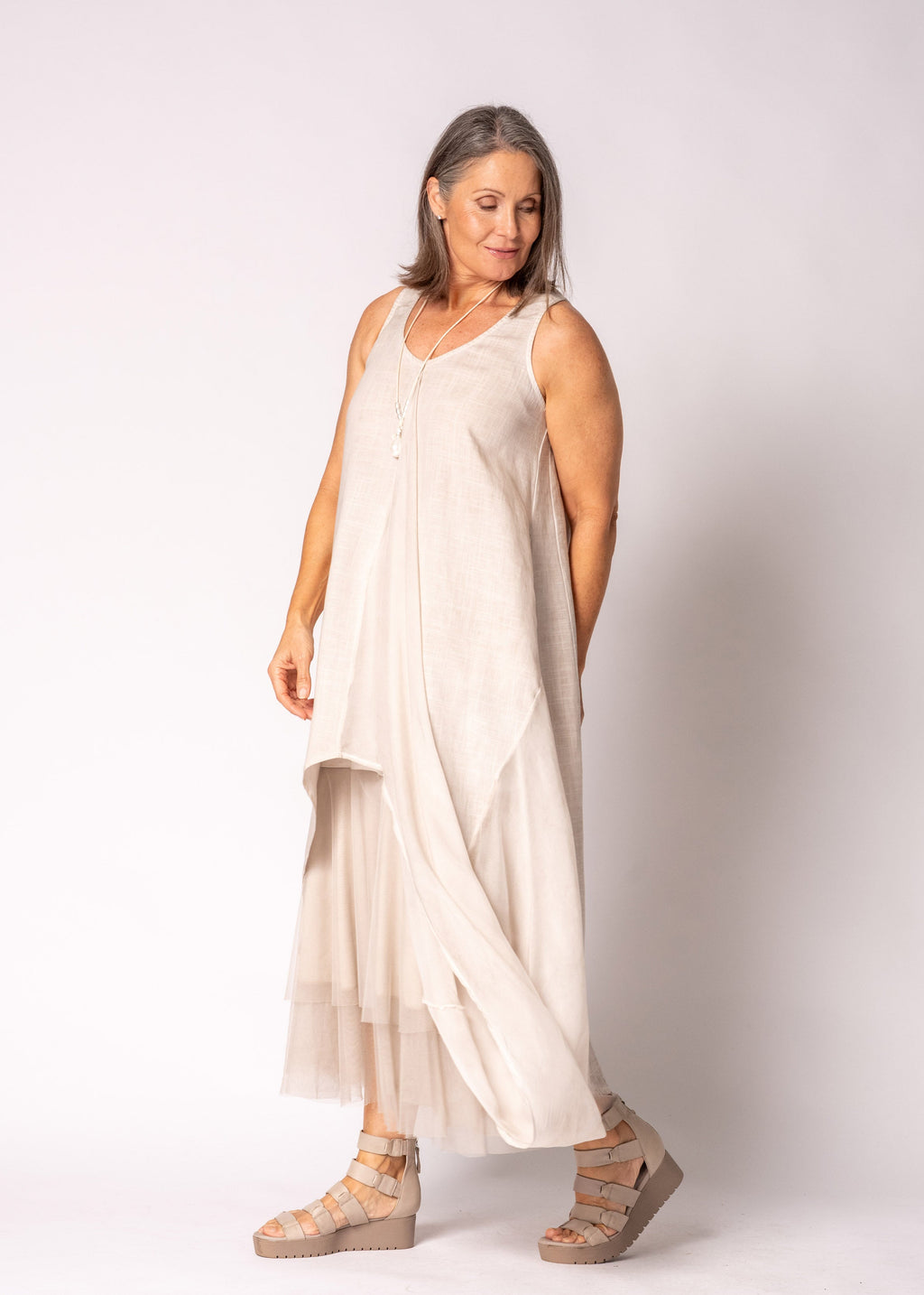 Mirabella Dress in Antique Beige