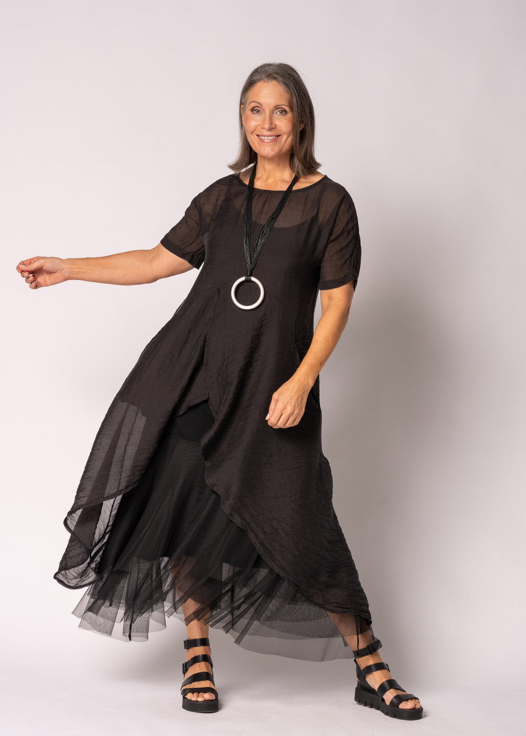 Ondine Cotton Skirt in Onyx
