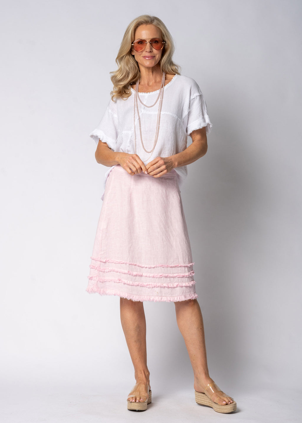 Aven Linen Skirt in Modena Pink