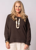 Arwyn Linen Blend Top in Chocolate Truffle