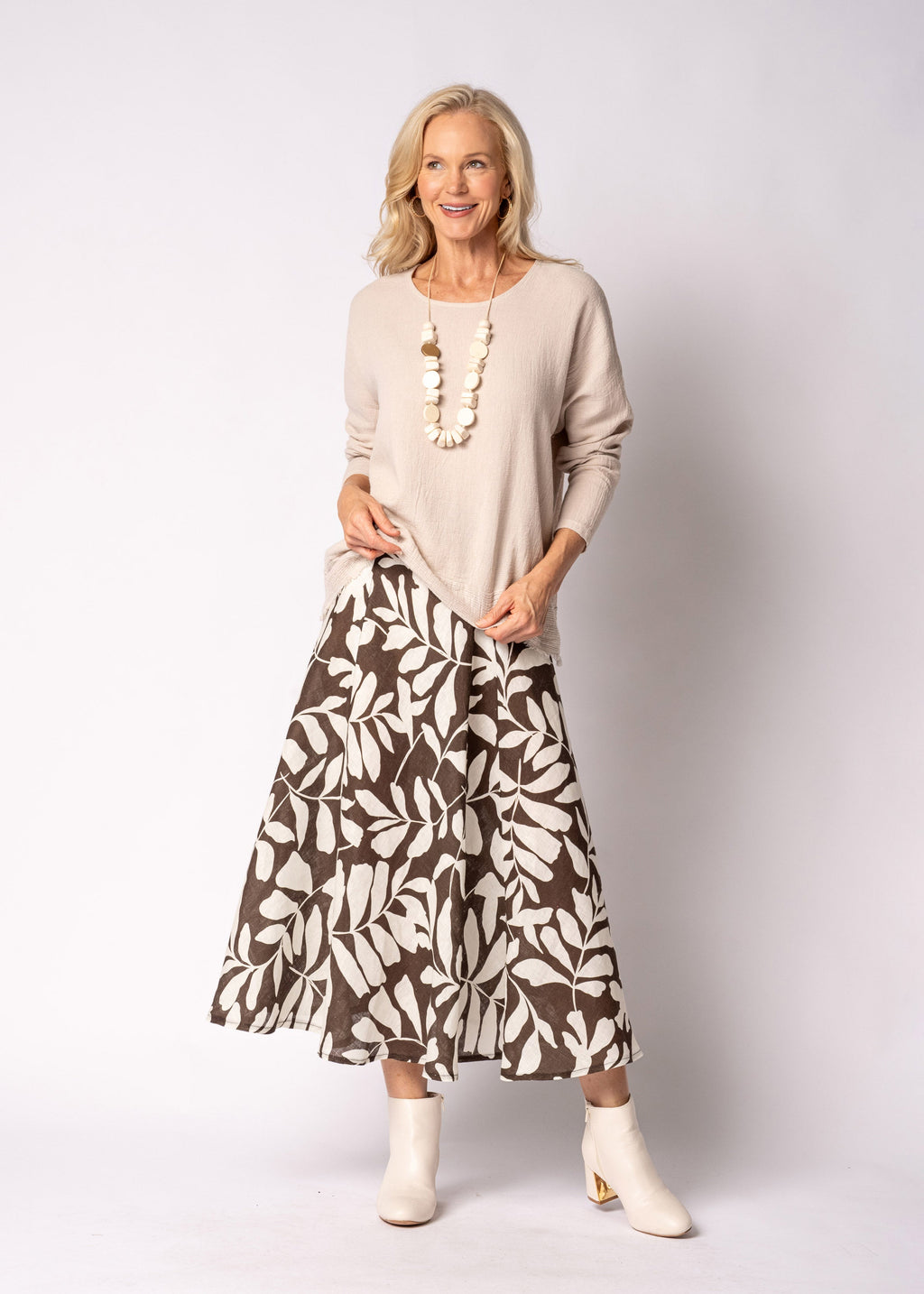 Arwyn Linen Blend Top in Latte
