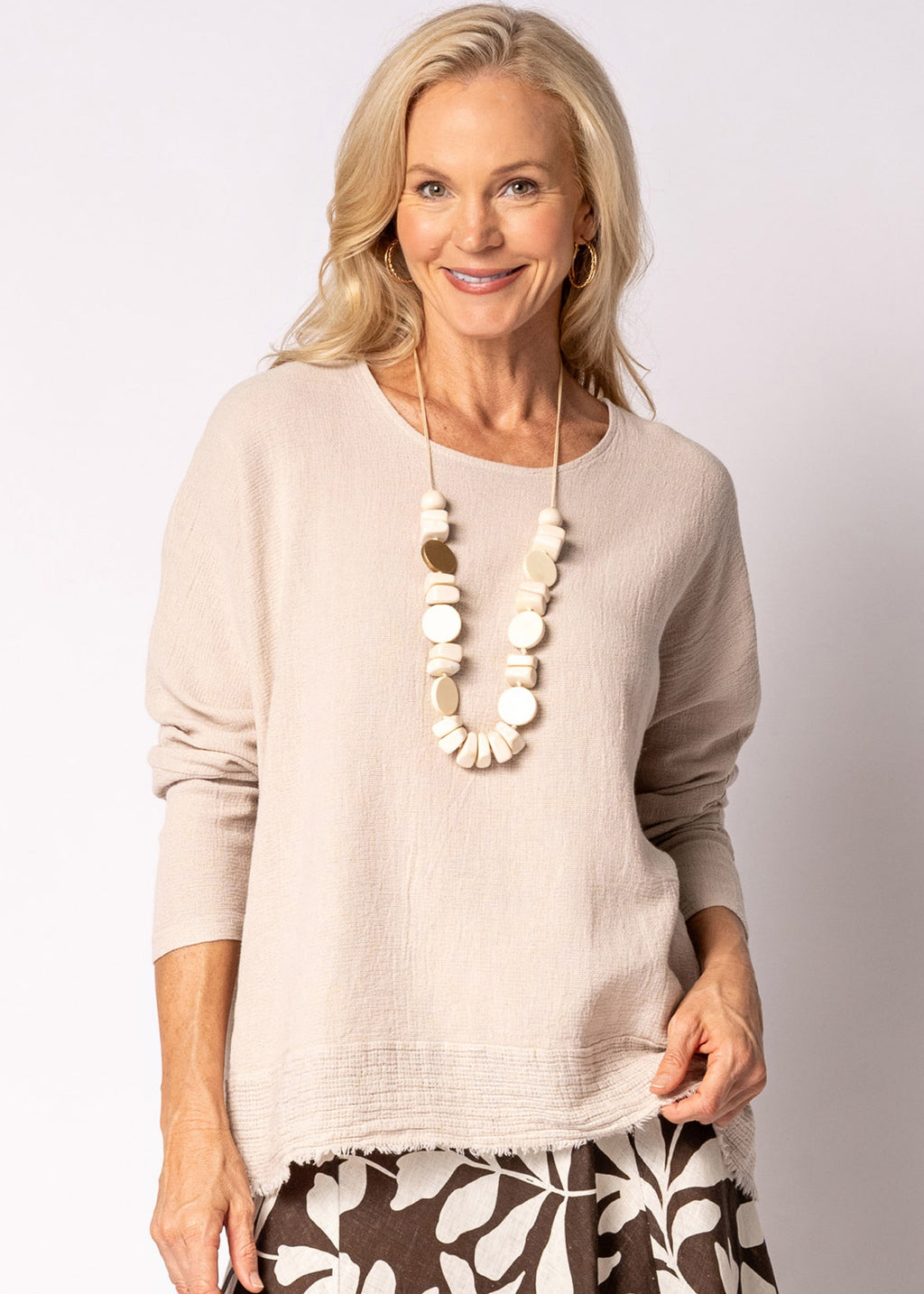 Arwyn Linen Blend Top in Latte