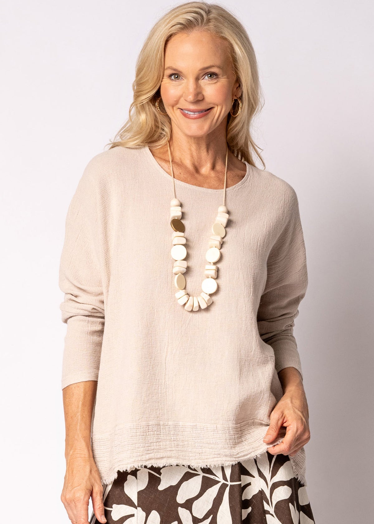 Arwyn Linen Blend Top in Latte