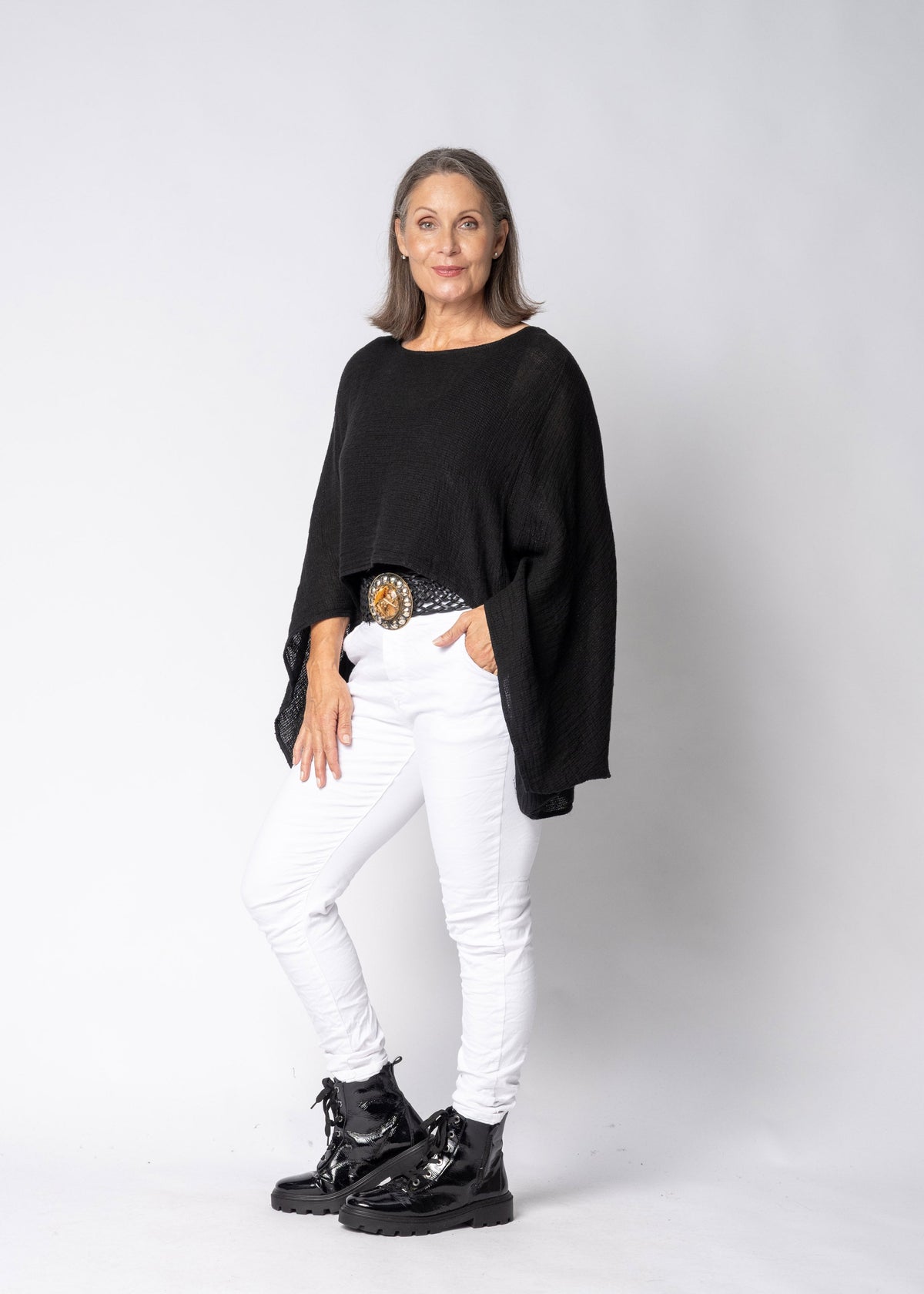 Valetta Linen Top in Onyx