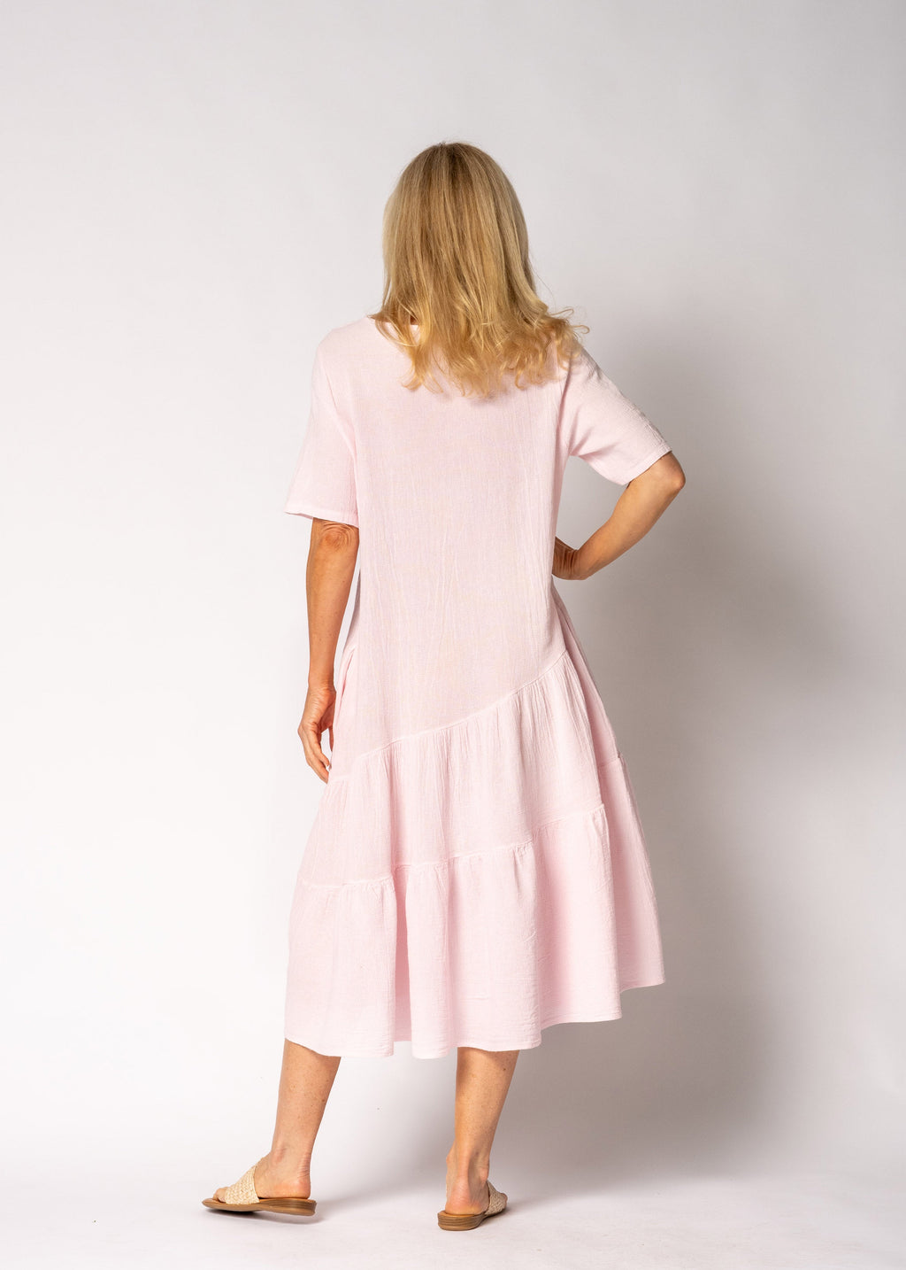 Sabella Linen Blend Dress in Modena Pink