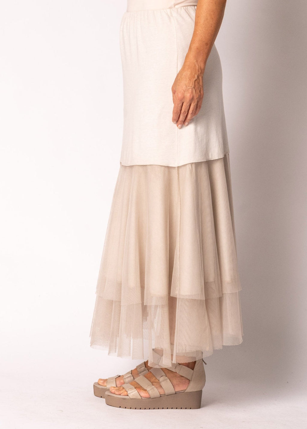 Ondine Cotton Skirt in Antique Beige