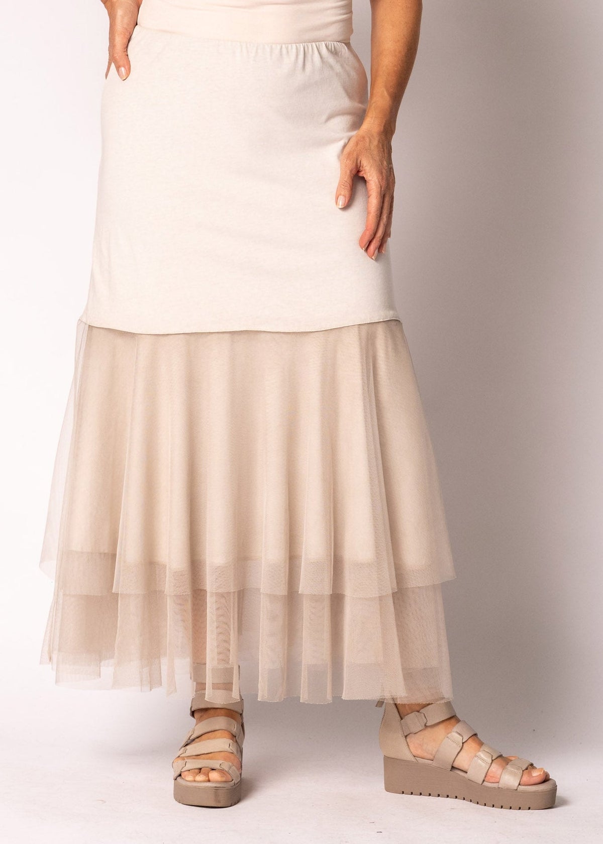 Ondine Cotton Skirt in Antique Beige