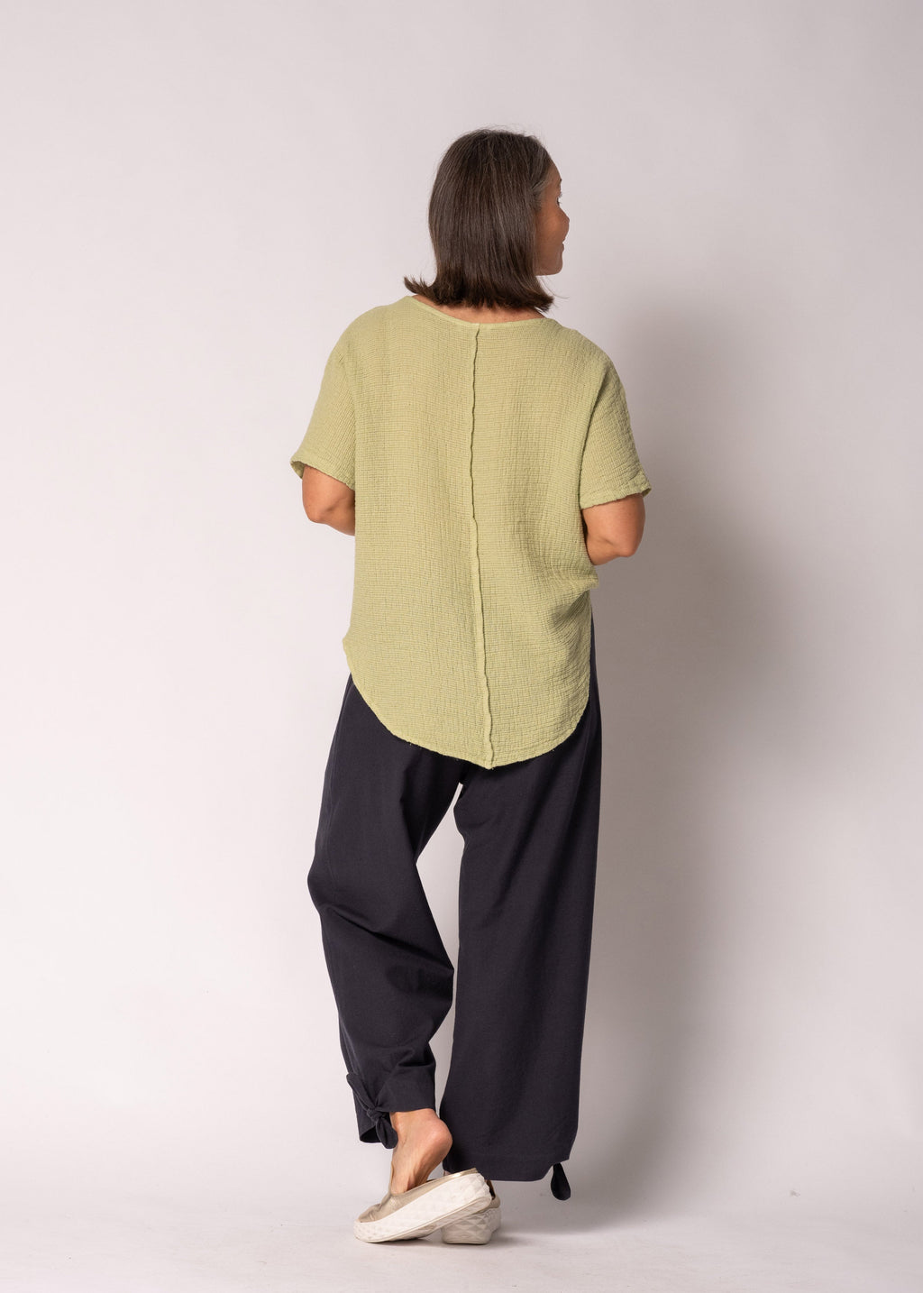 Nalina Linen Top in Lily Green