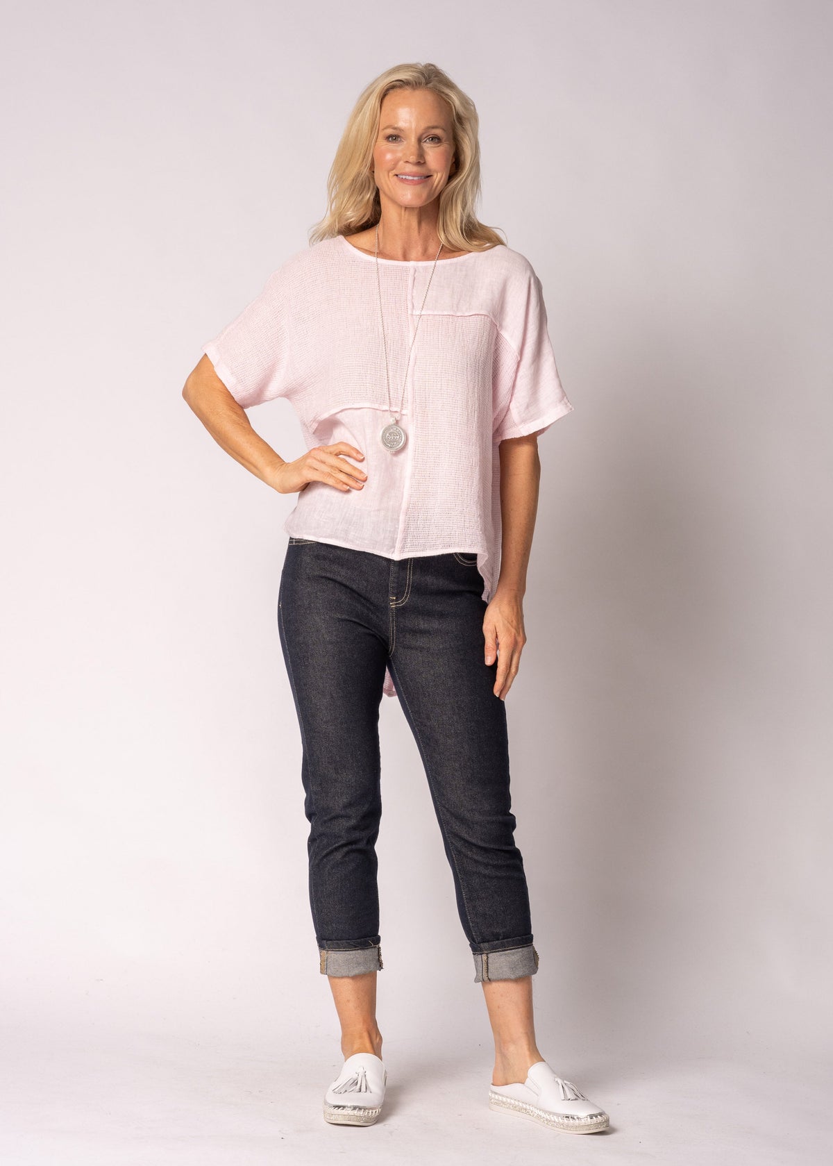 Nalina Linen Top in Modena Pink