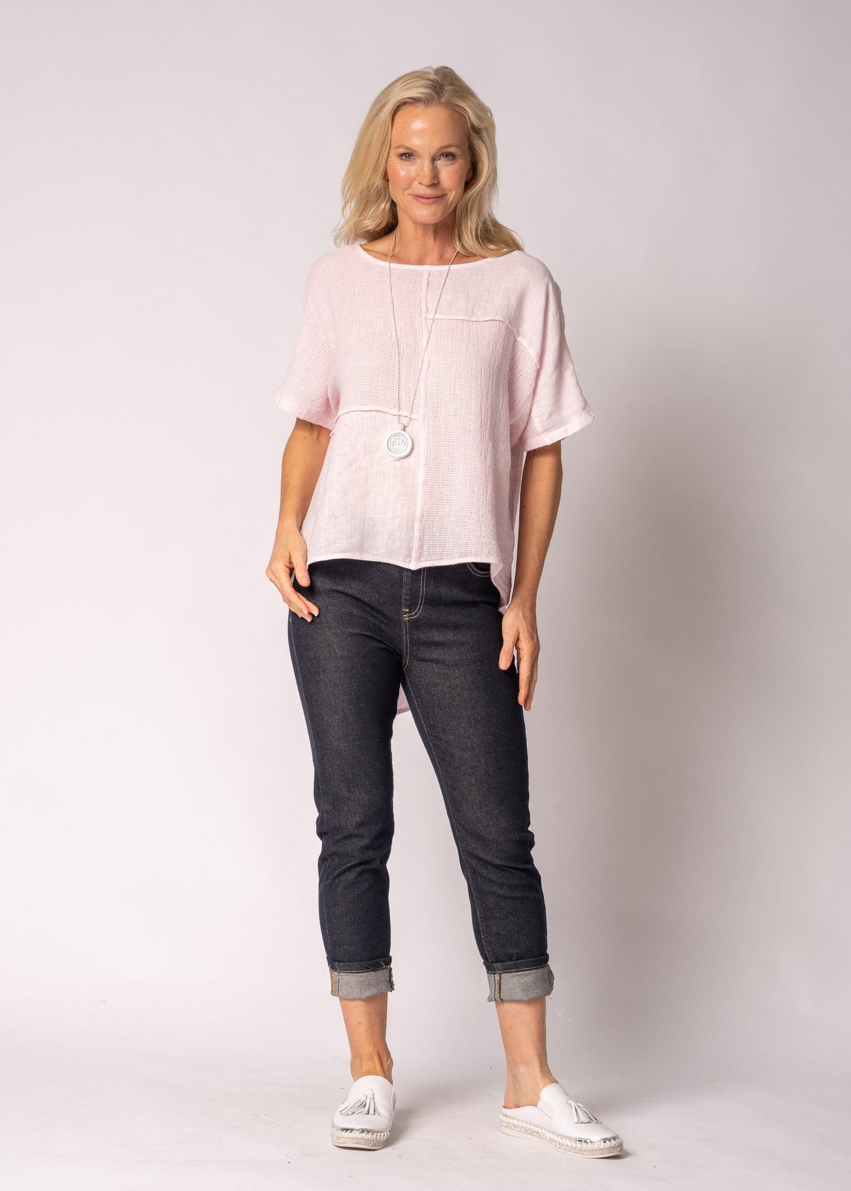 Nalina Linen Top in Modena Pink