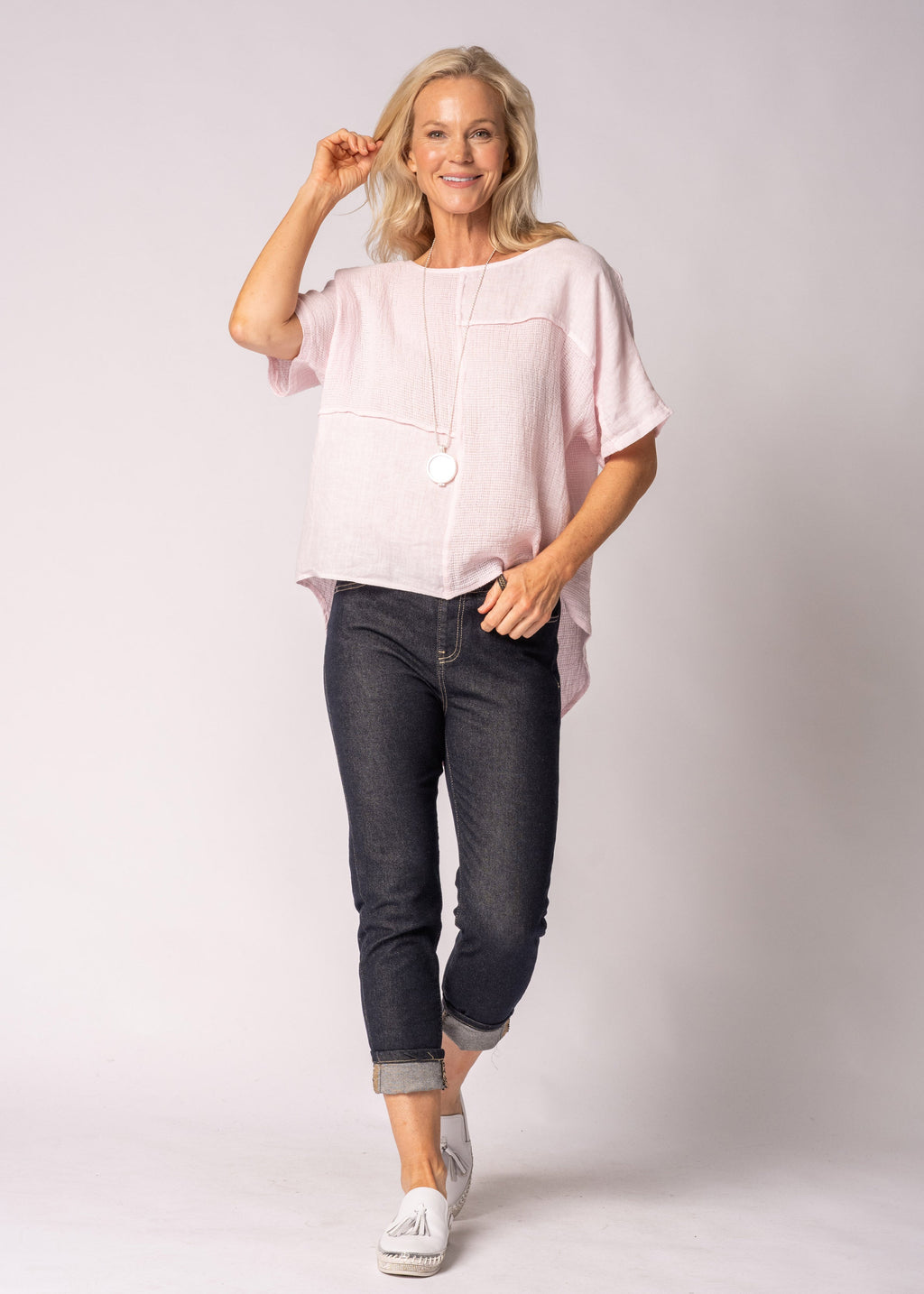 Nalina Linen Top in Modena Pink