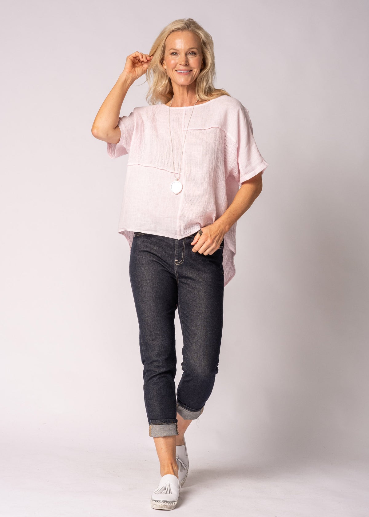 Nalina Linen Top in Modena Pink
