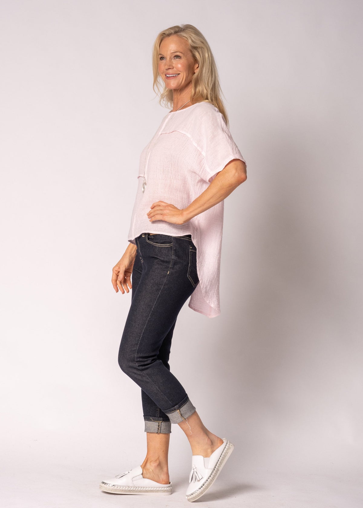 Nalina Linen Top in Modena Pink