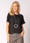 Eleni Linen Top in Onyx