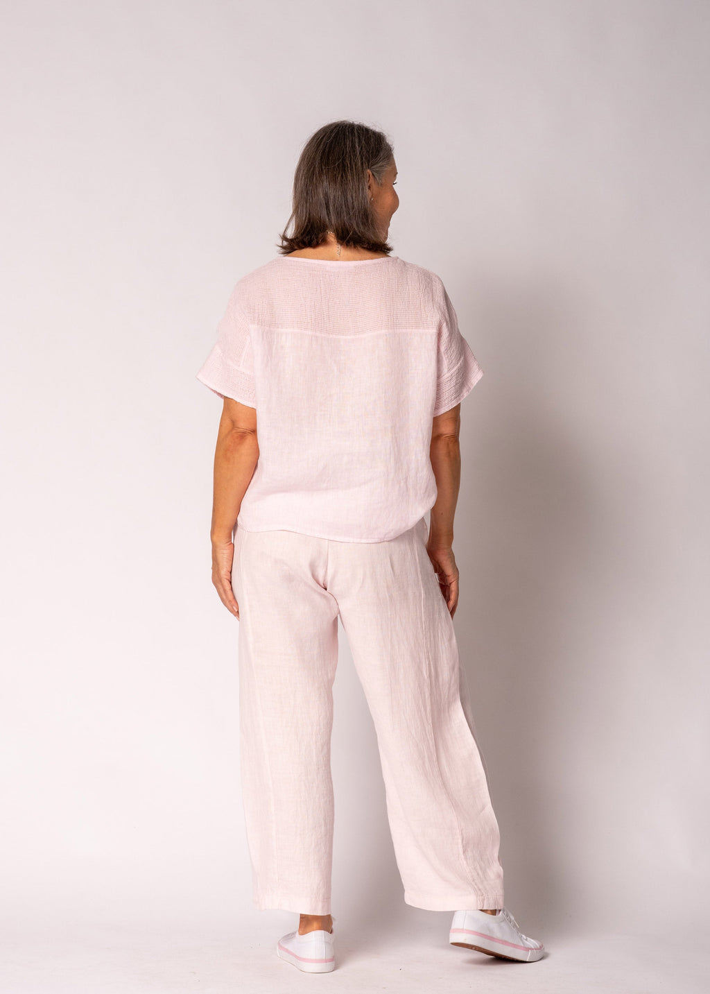 Eleni Linen Top in Modena Pink