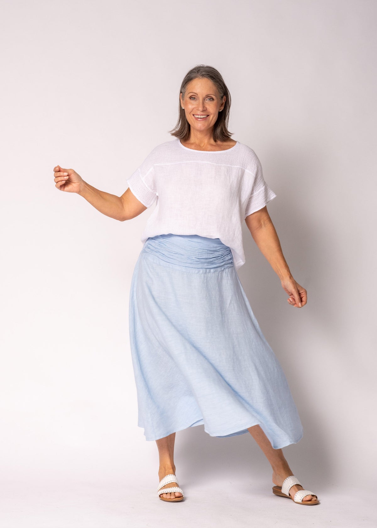 Eleni Linen Top in White