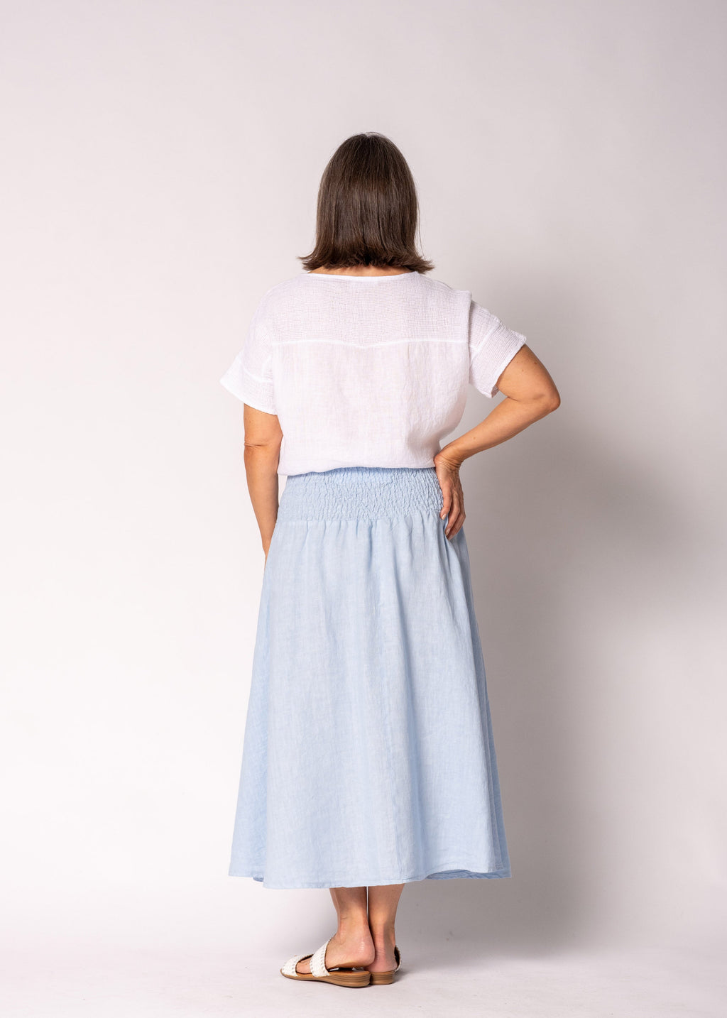 Eleni Linen Top in White