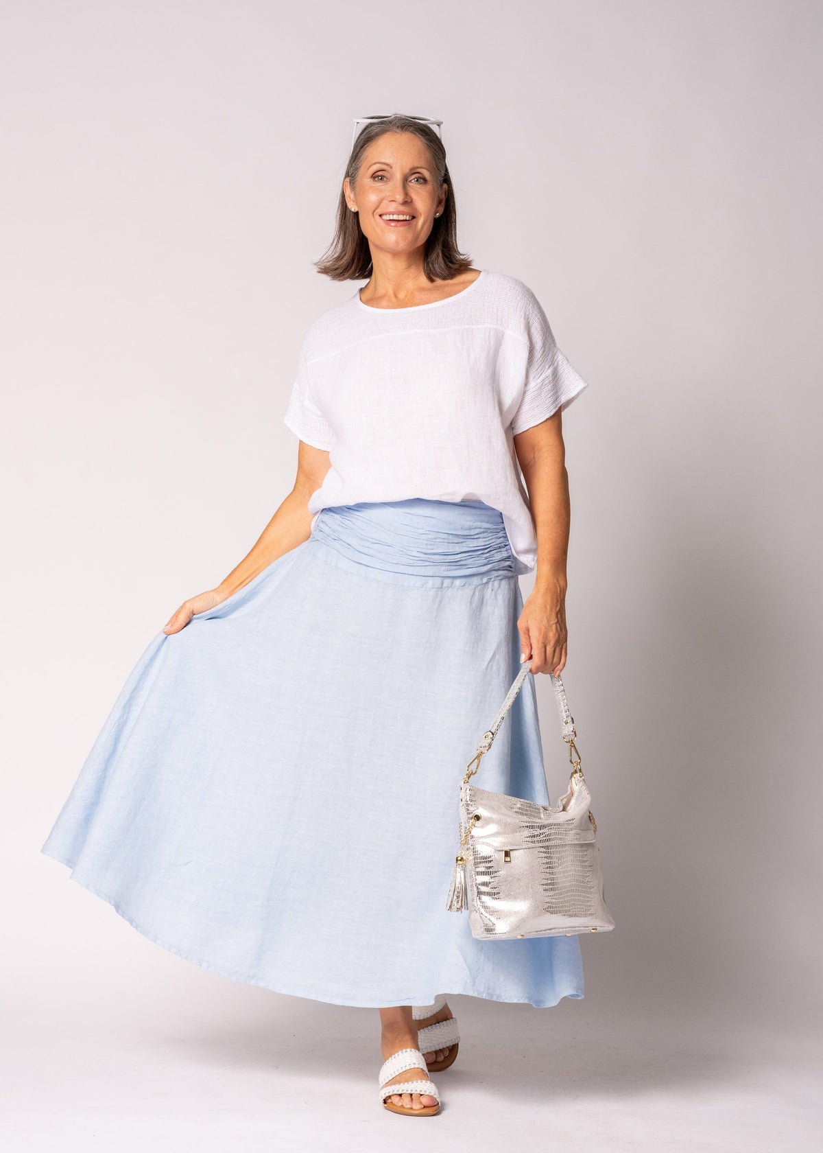 Eleni Linen Top in White