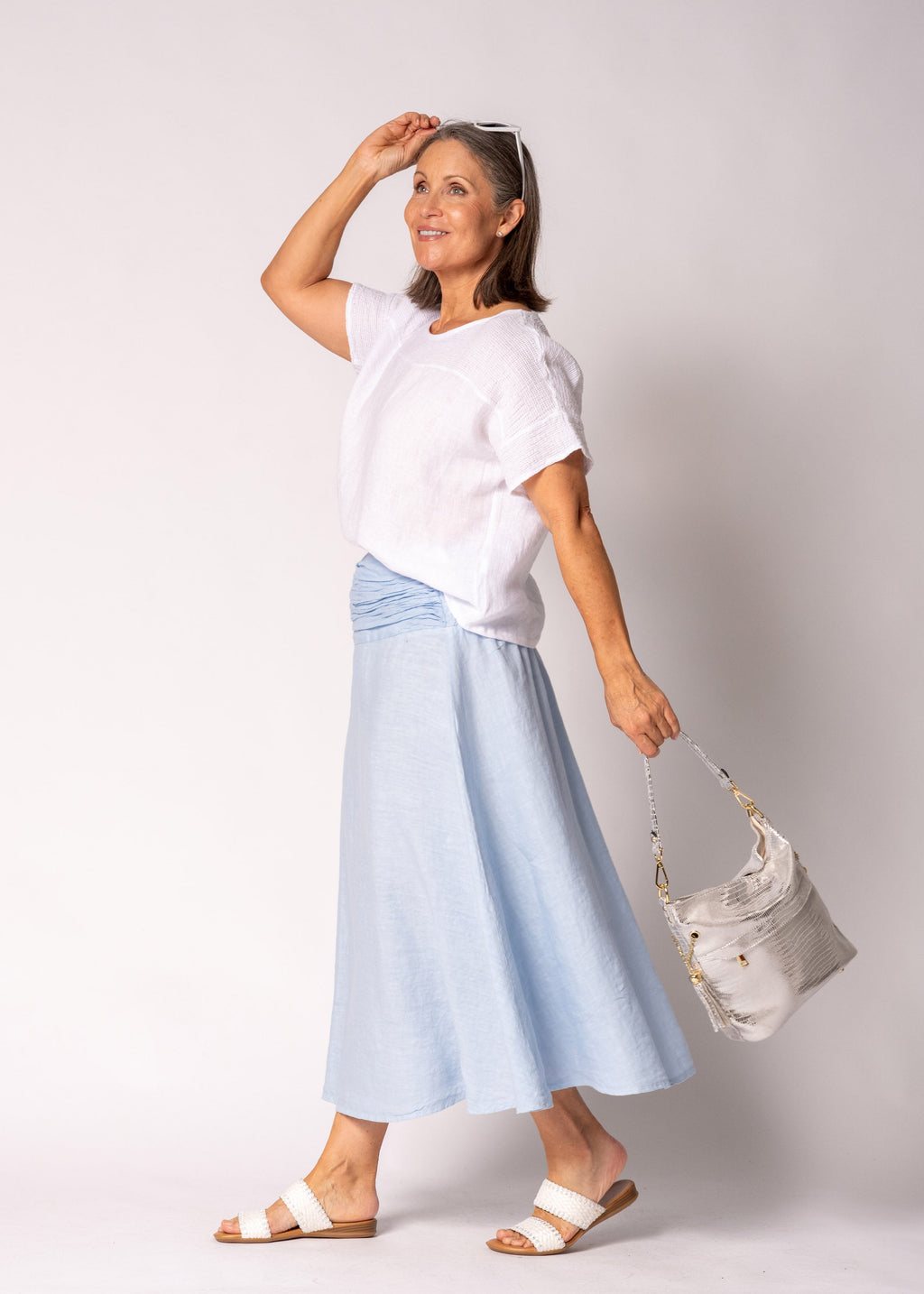 Eleni Linen Top in White