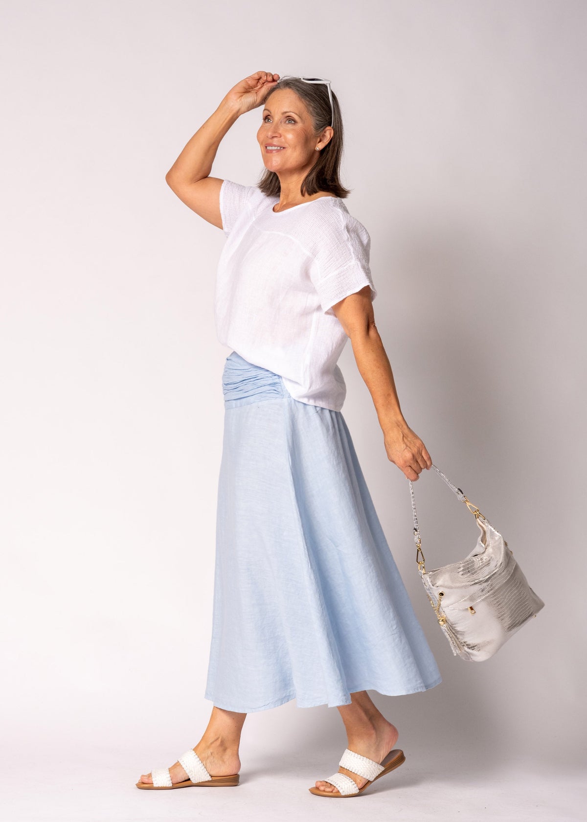 Eleni Linen Top in White