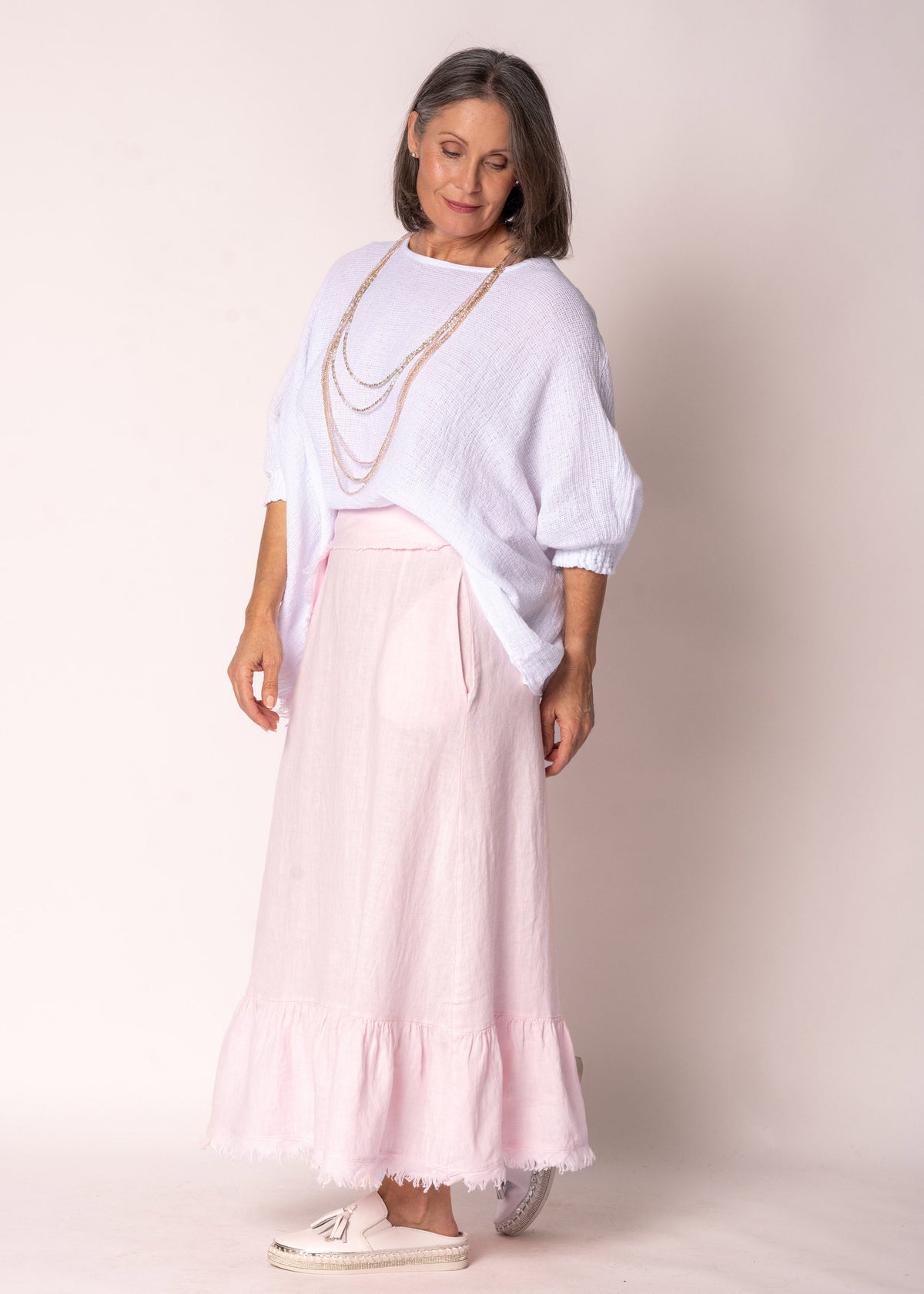 Gessica Linen Skirt in Modena Pink