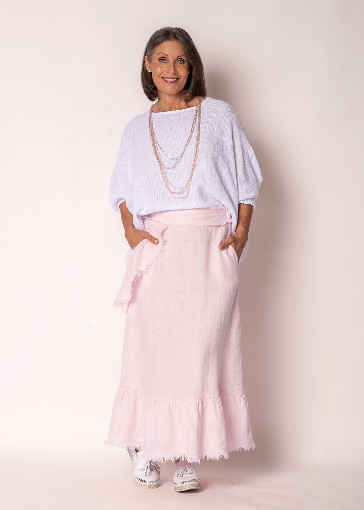 Gessica Linen Skirt in Modena Pink