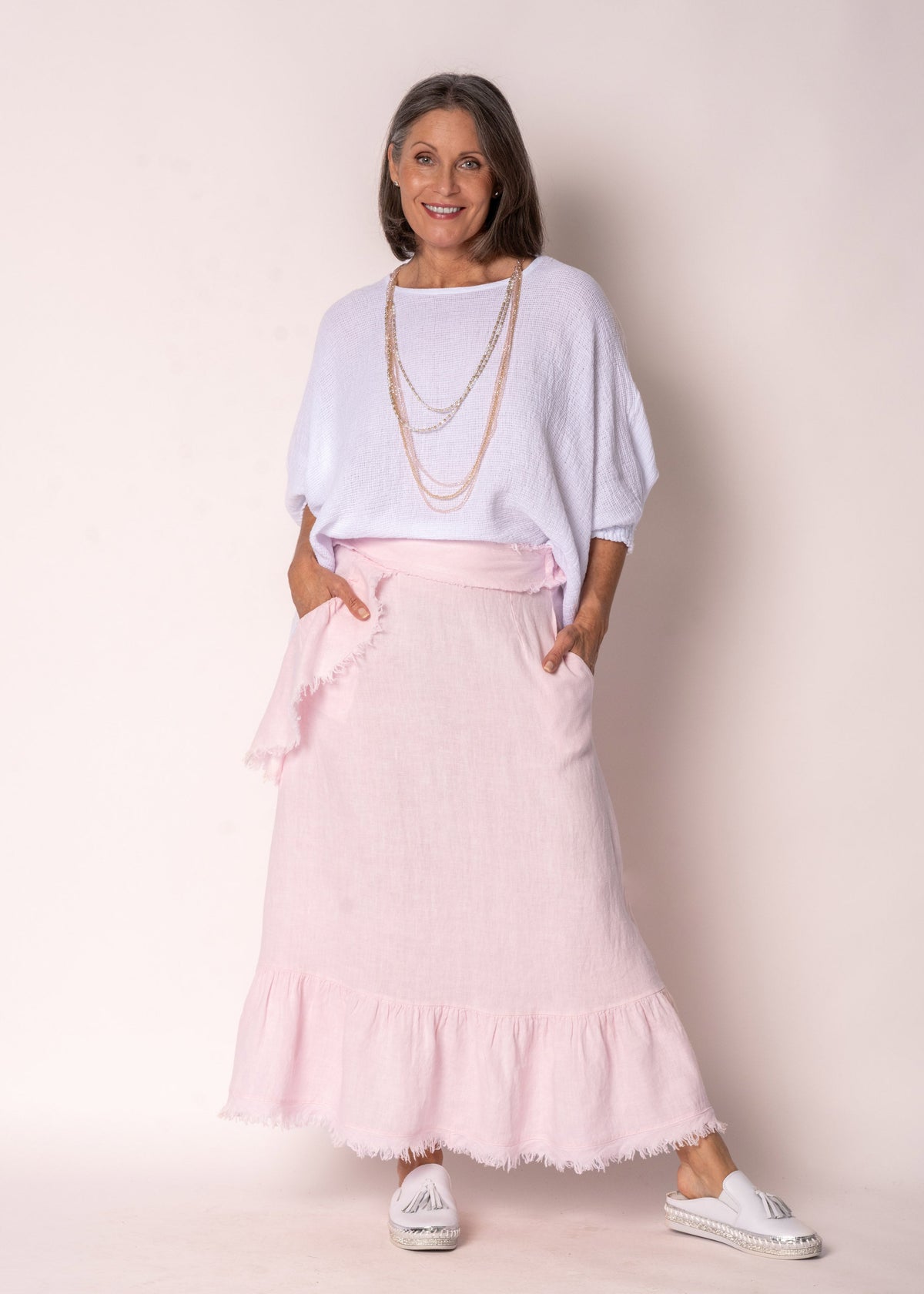 Gessica Linen Skirt in Modena Pink