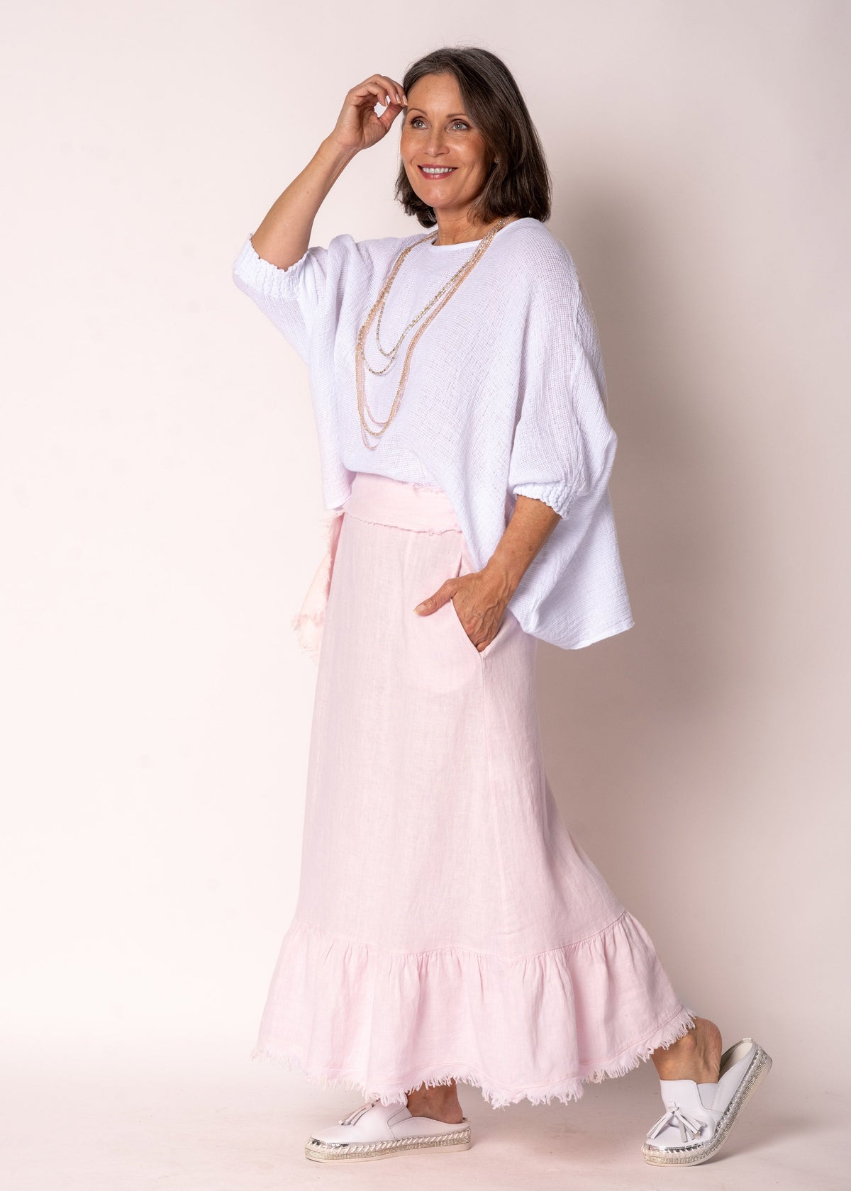 Gessica Linen Skirt in Modena Pink