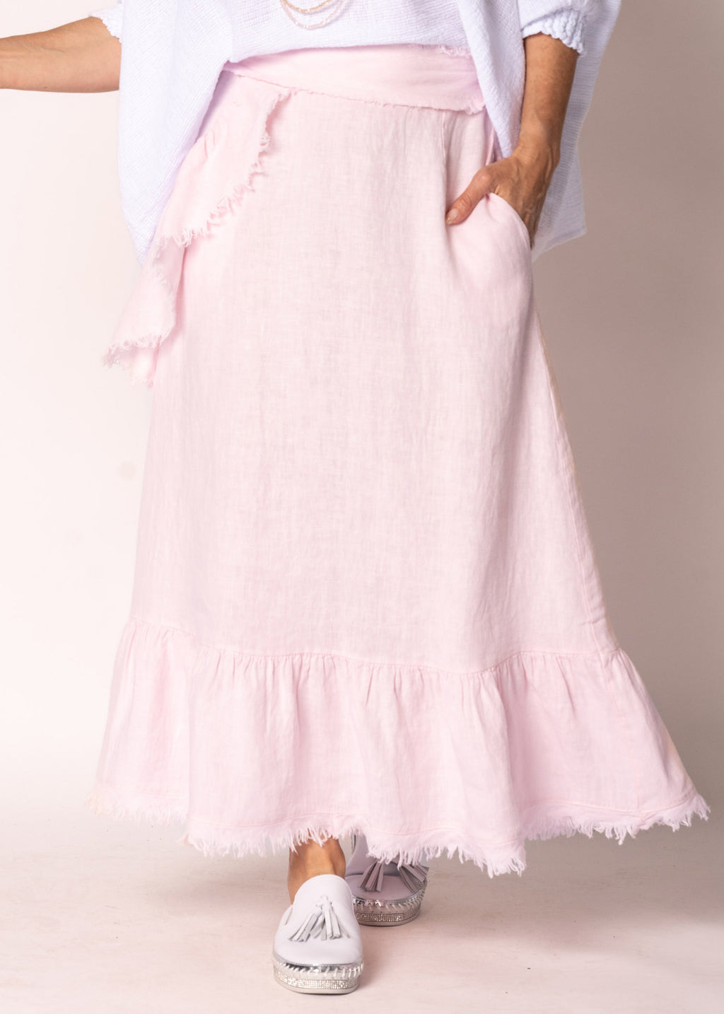 Gessica Linen Skirt in Modena Pink
