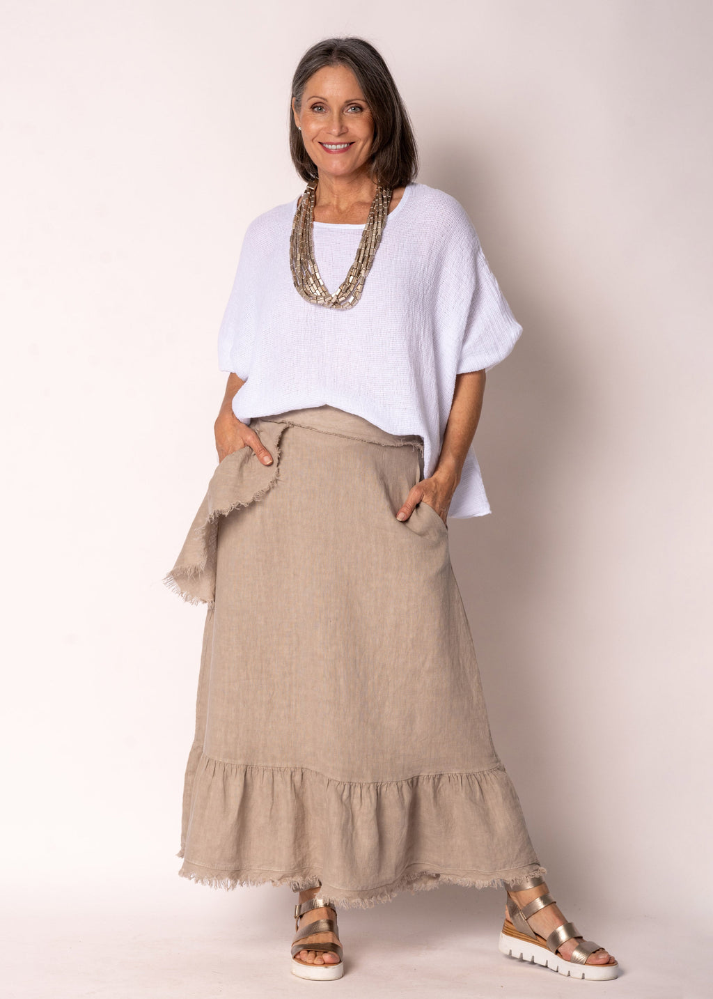 Gessica Linen Skirt in Latte