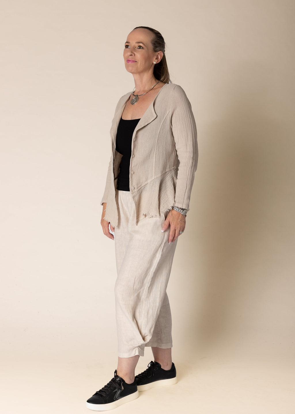 Natalia Linen Jacket in Latte