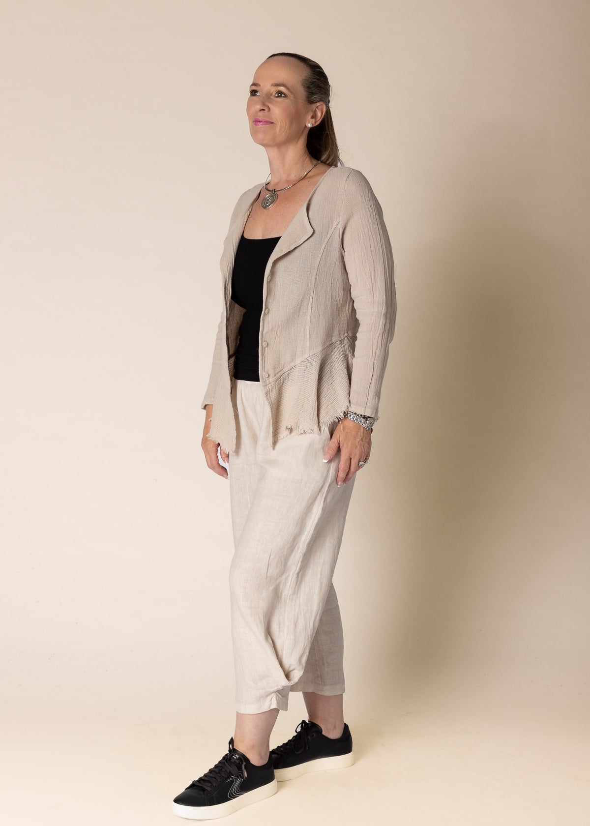 Natalia Linen Jacket in Latte