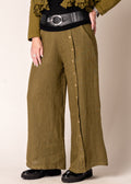 Clair Linen Pants in Green Olive