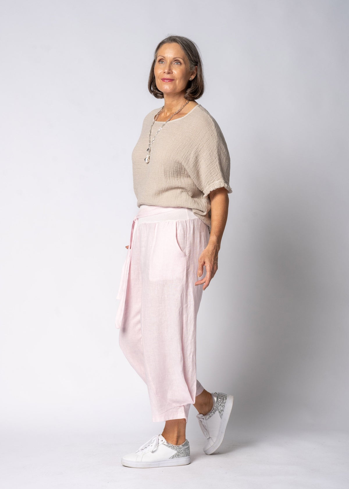 Addison Linen Pant in Modena Pink