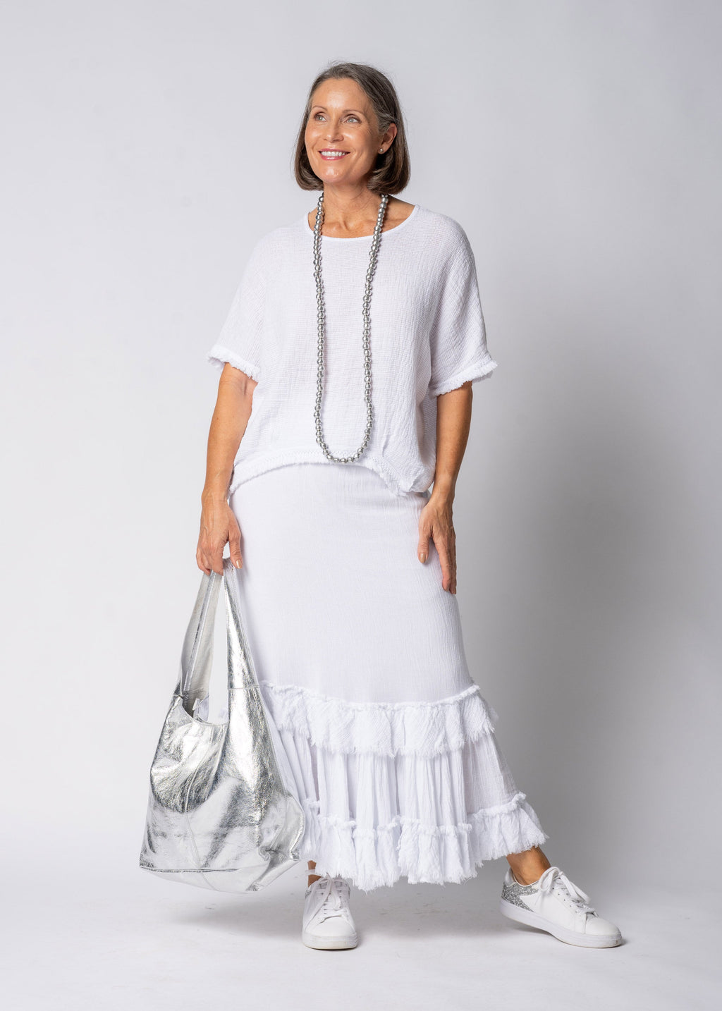 Nixie Linen Top in White