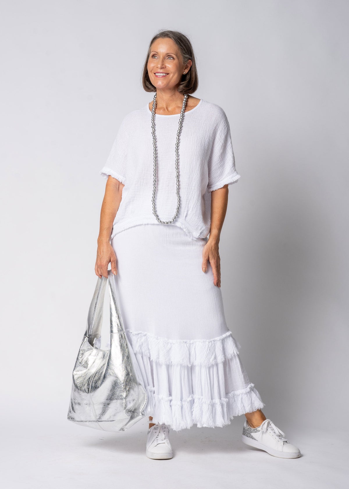Nixie Linen Top in White