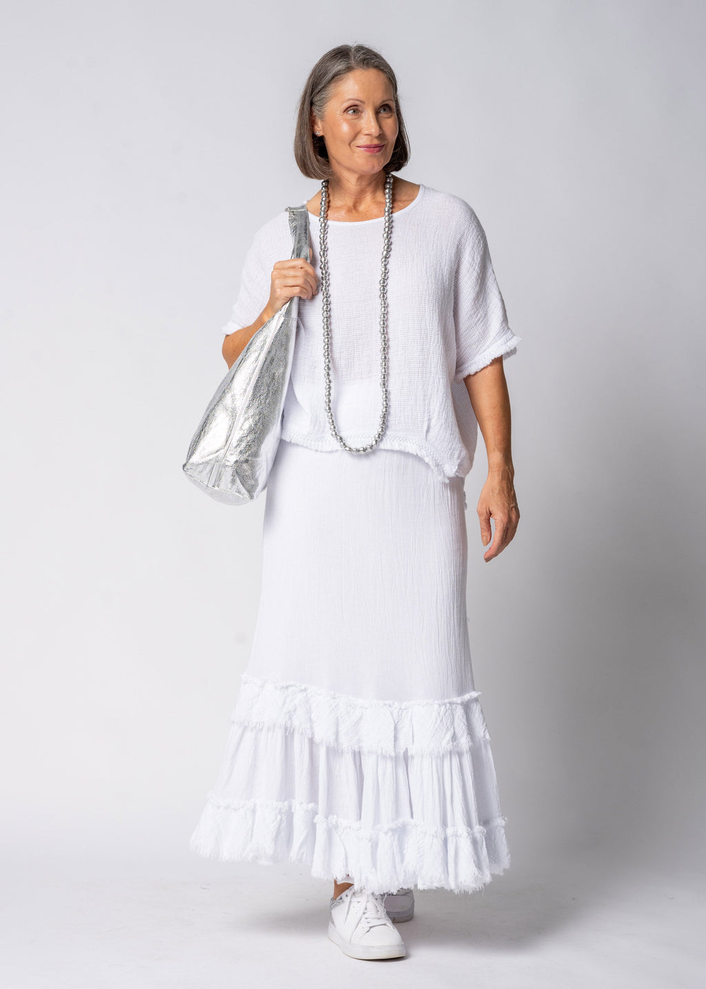 Nixie Linen Top in White