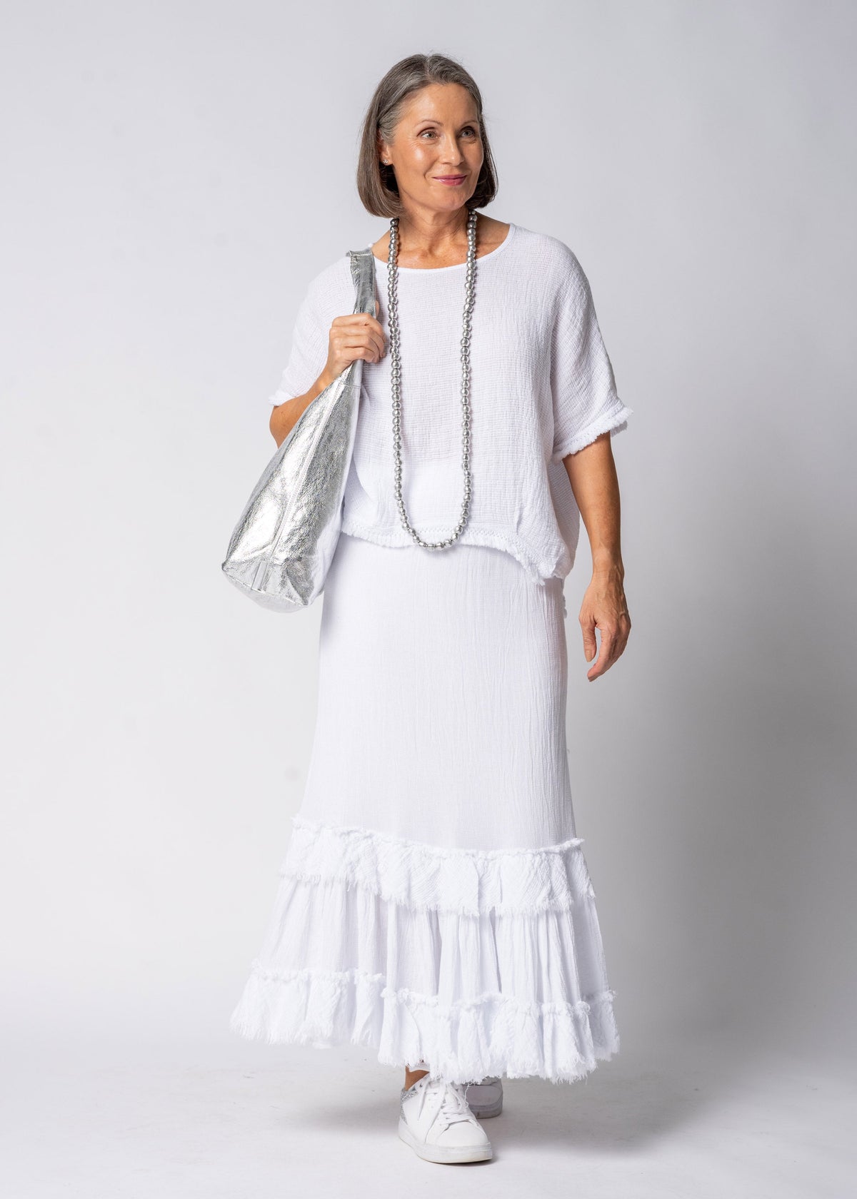 Nixie Linen Top in White