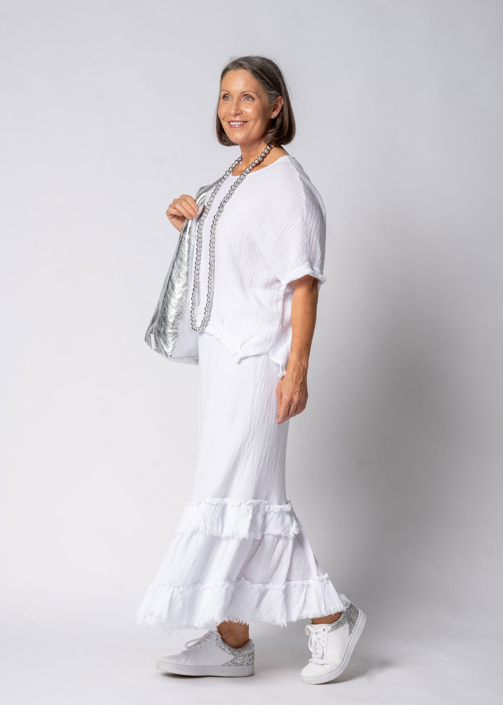 Nixie Linen Top in White
