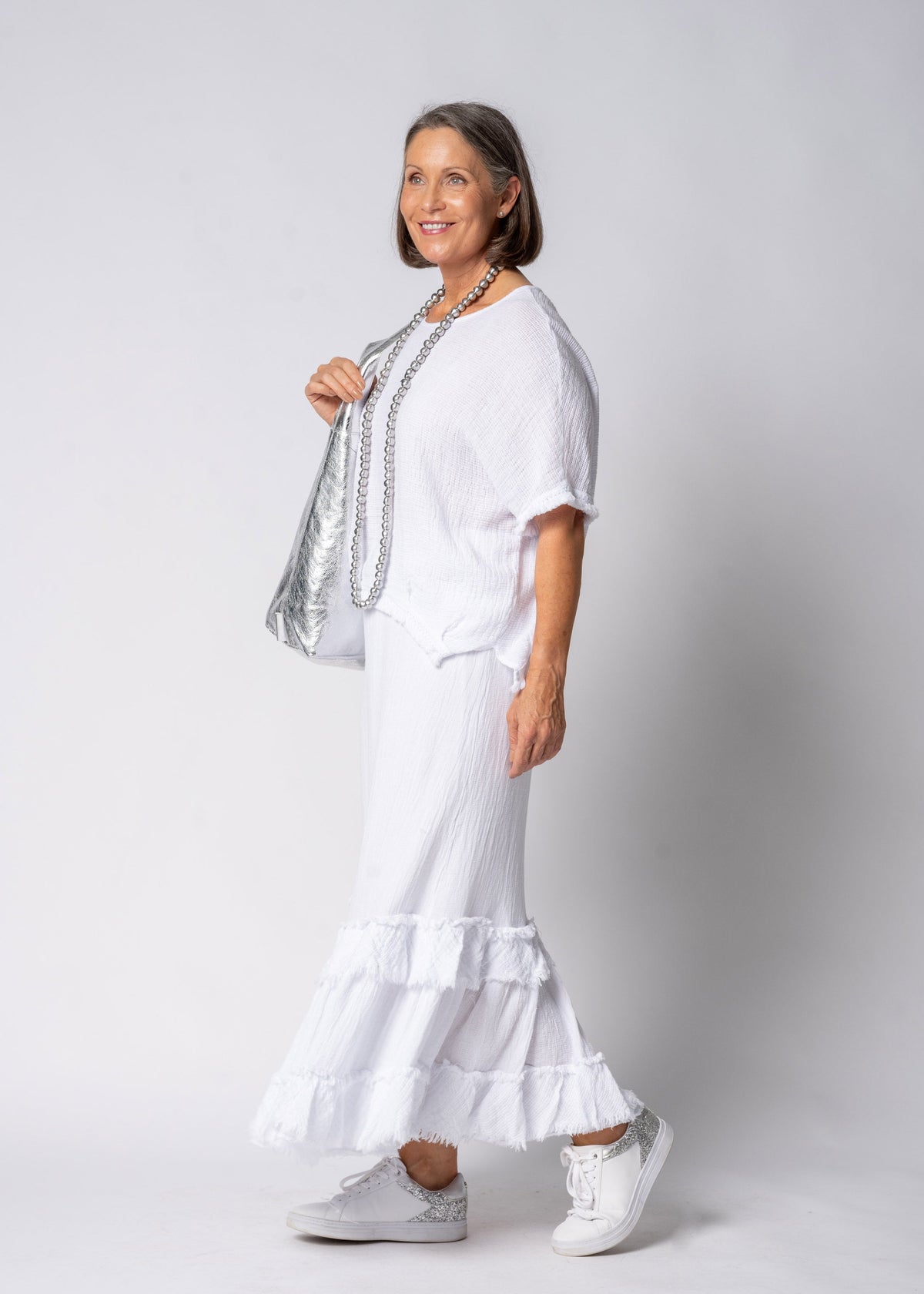 Nixie Linen Top in White