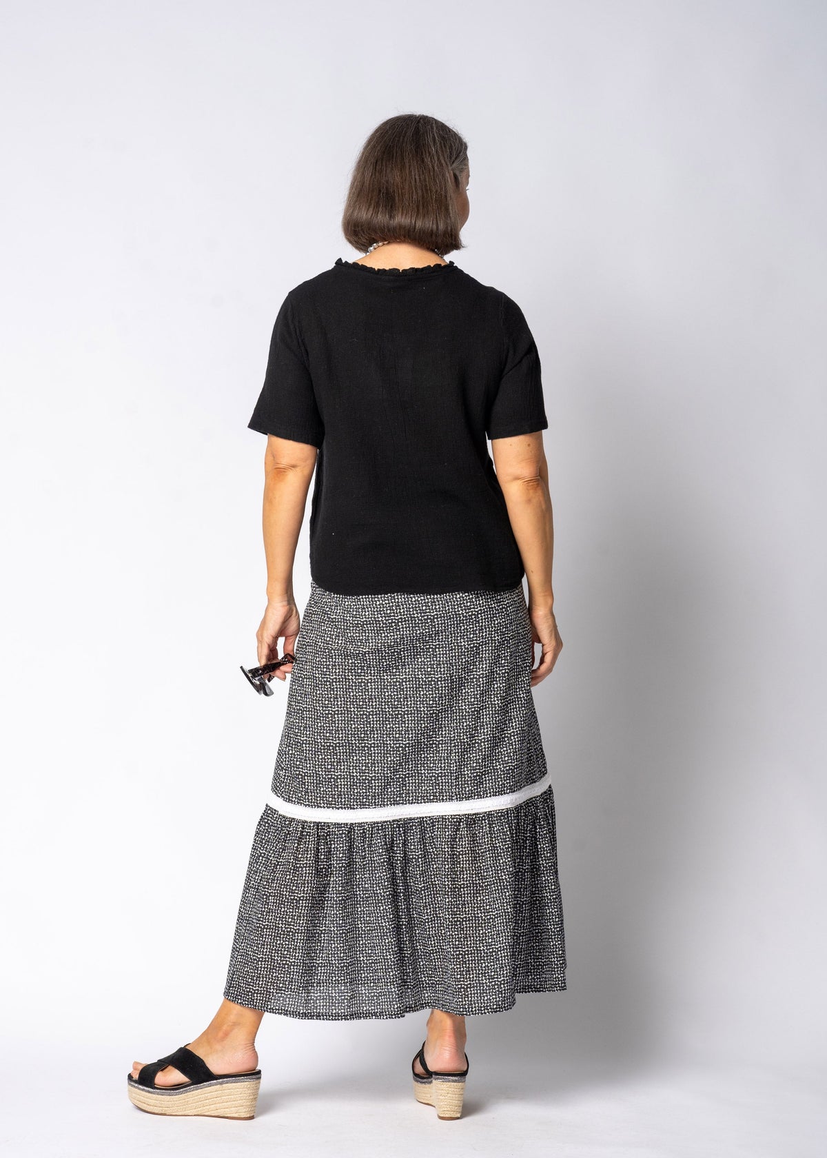 Eska Cotton Skirt in Onyx