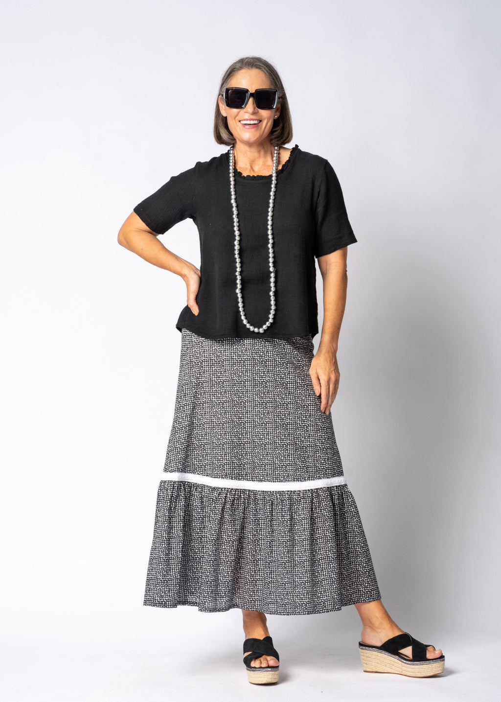 Eska Cotton Skirt in Onyx