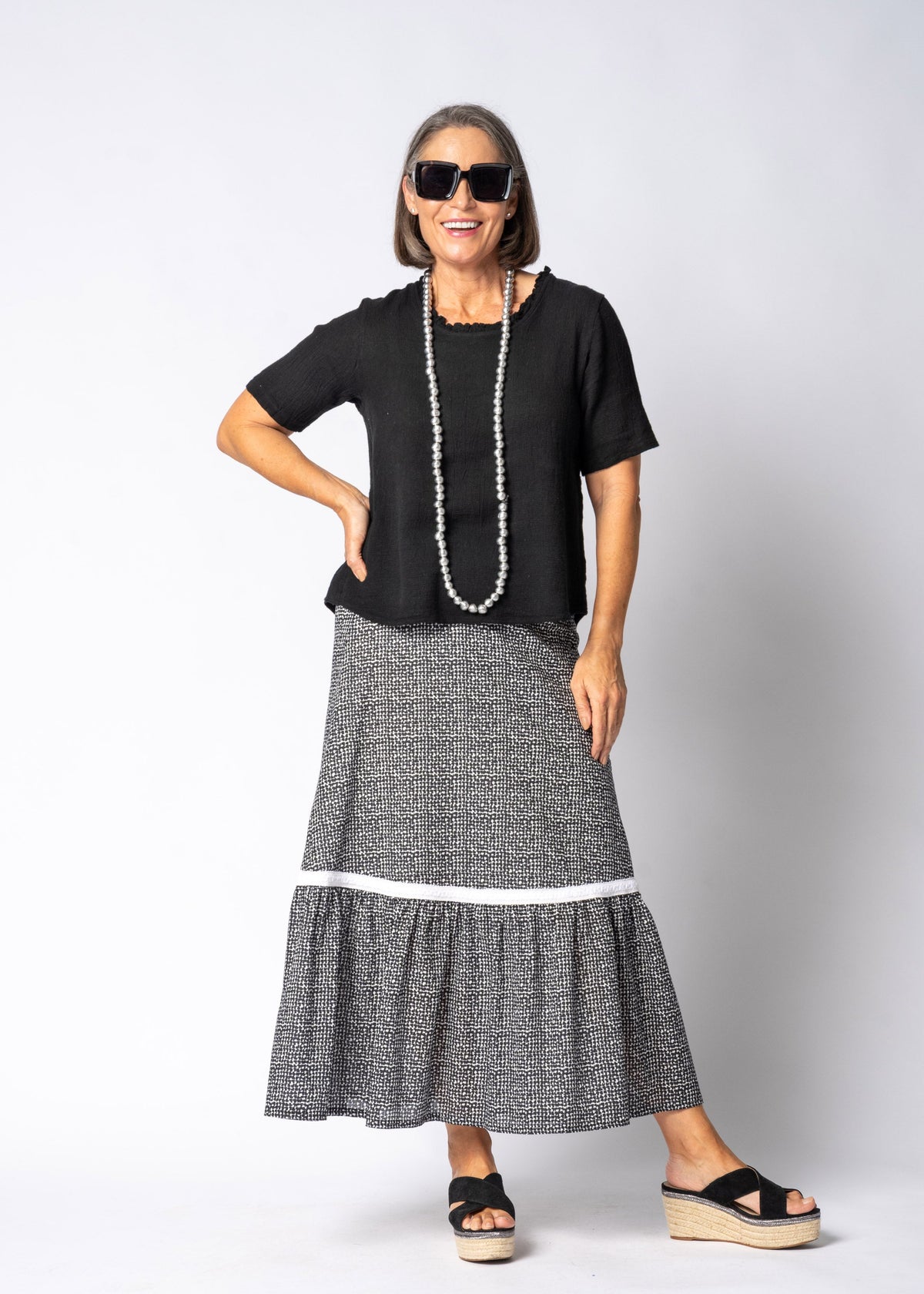 Eska Cotton Skirt in Onyx