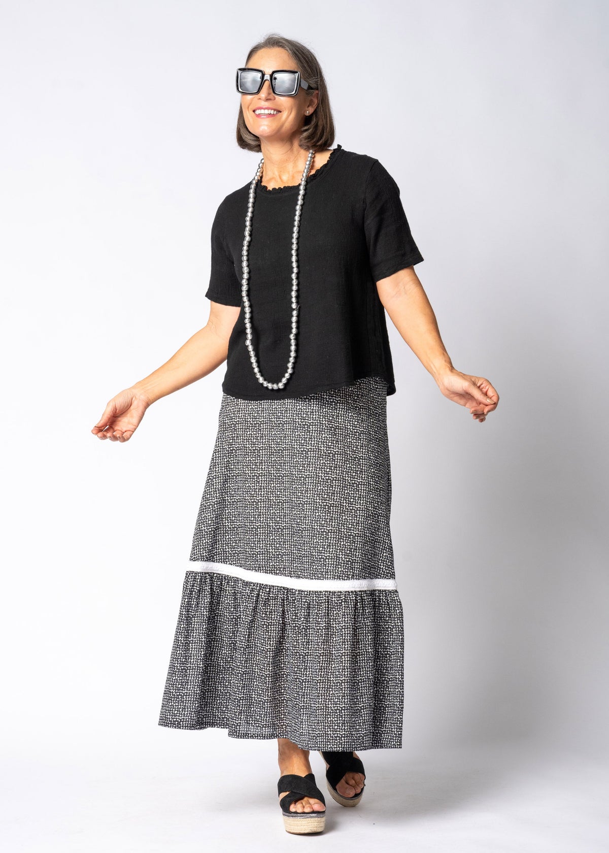 Eska Cotton Skirt in Onyx