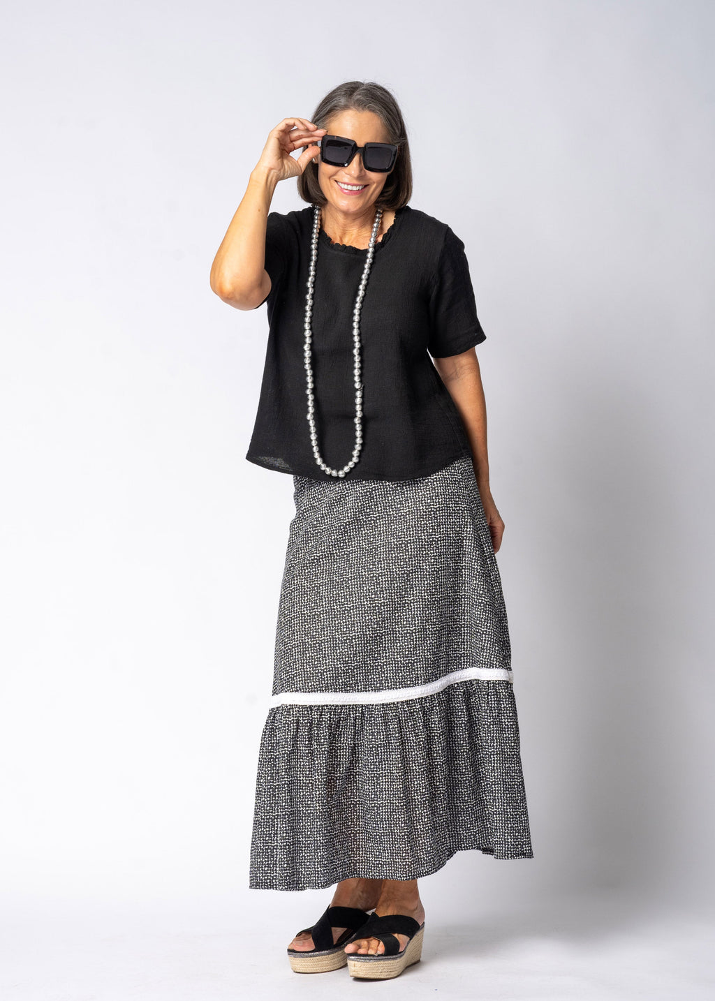 Eska Cotton Skirt in Onyx