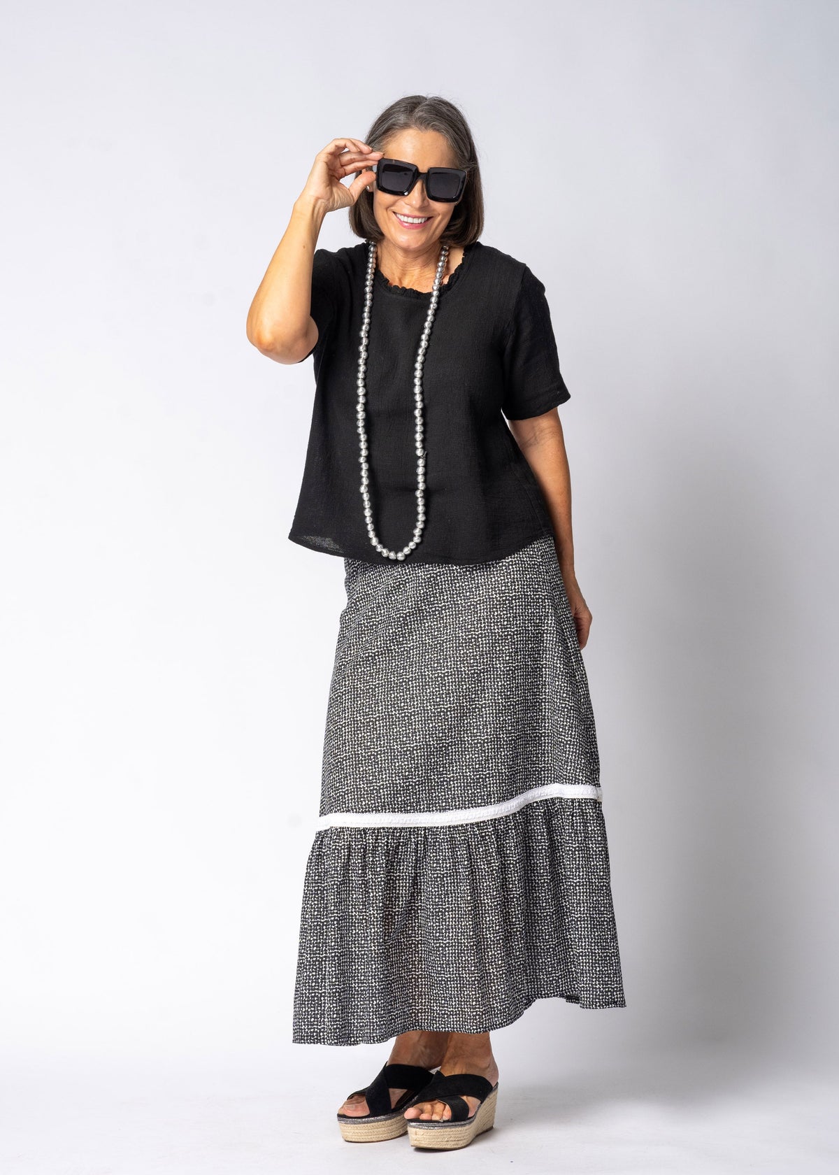 Eska Cotton Skirt in Onyx