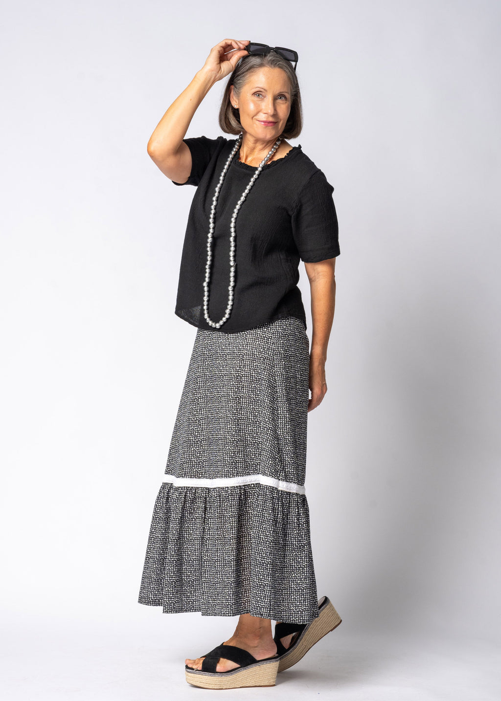 Eska Cotton Skirt in Onyx
