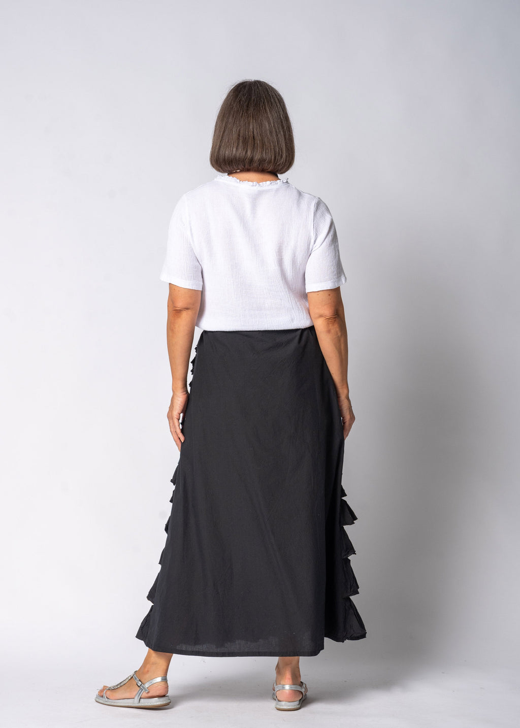 Penelope Frill Skirt in Onyx