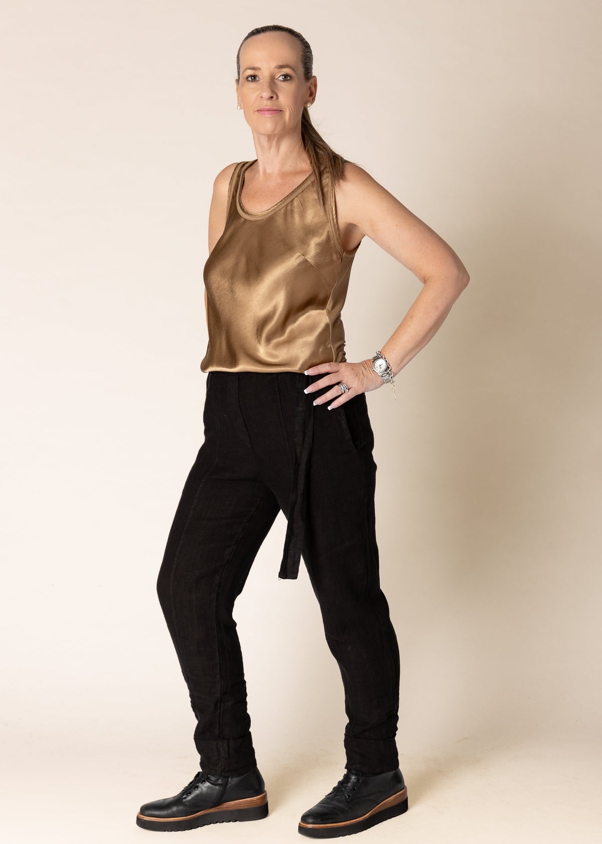 Helena Linen Pants in Onyx
