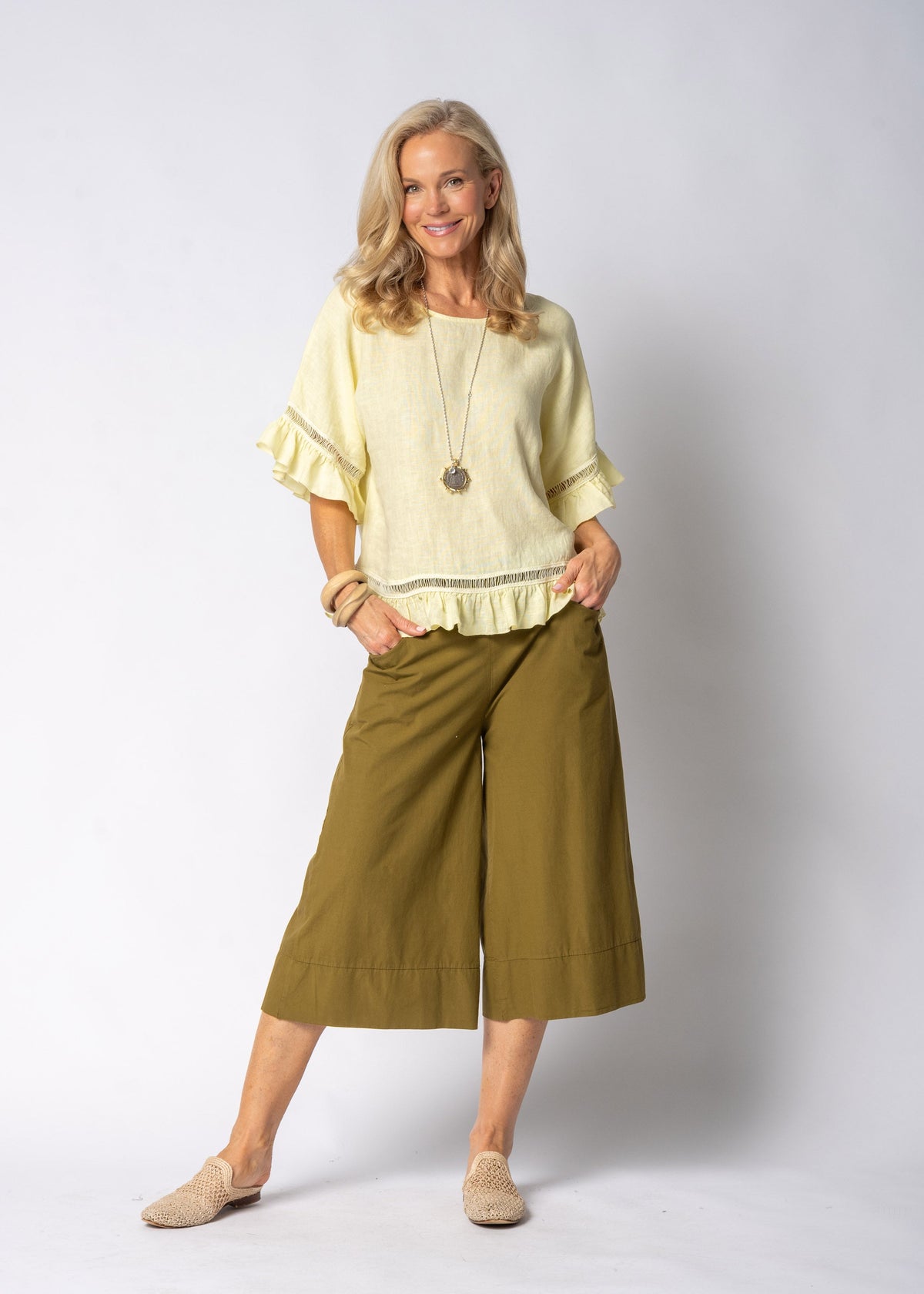 Malika Pants in Green Olive